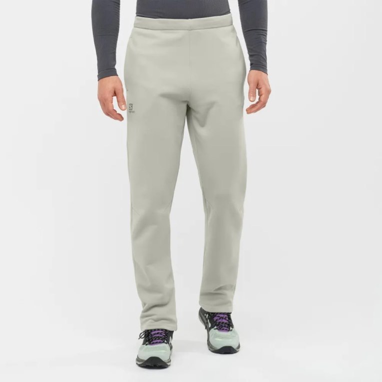 Light Grey Salomon Essential Warm Fleece Men\'s Sport Pants | IE CT8370